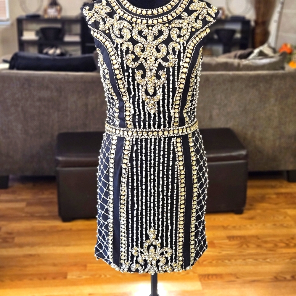 SOLD Jovani Black Pearl Sequined Dress Size 6 ***SOLD***
